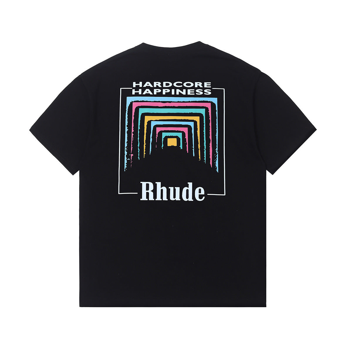 Rhude T-shirt Rainbow Square Circle Printed Short Sleeve T-shirt
