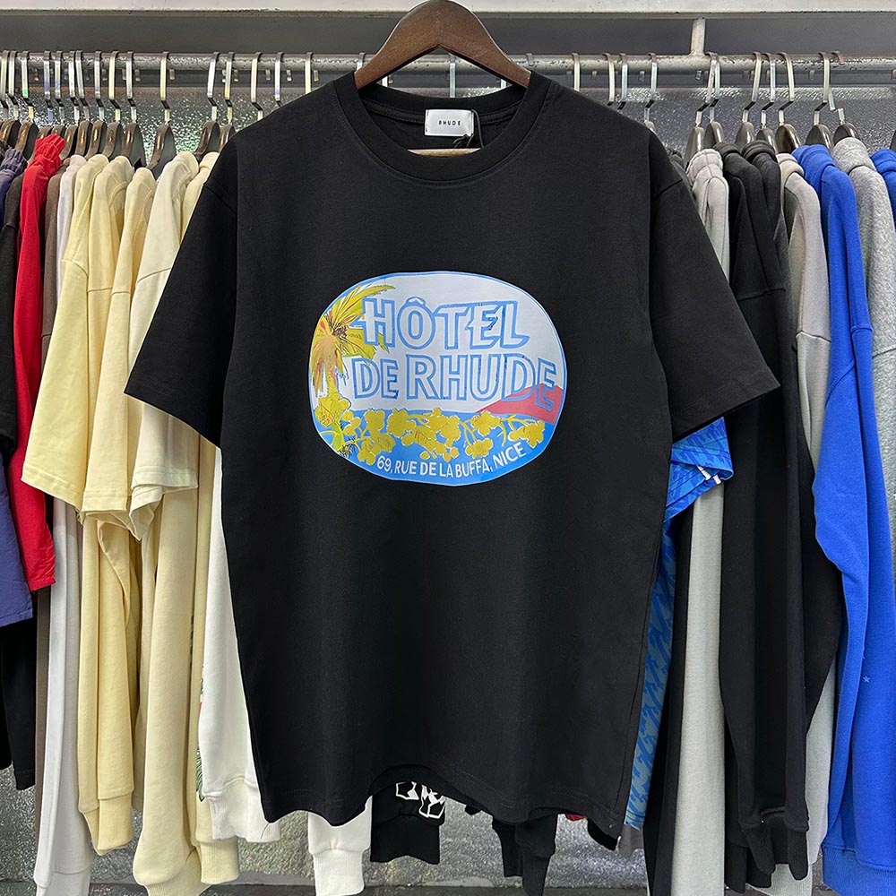 Rhude T-shirts Cotton Casual Short Sleeve Men and Women