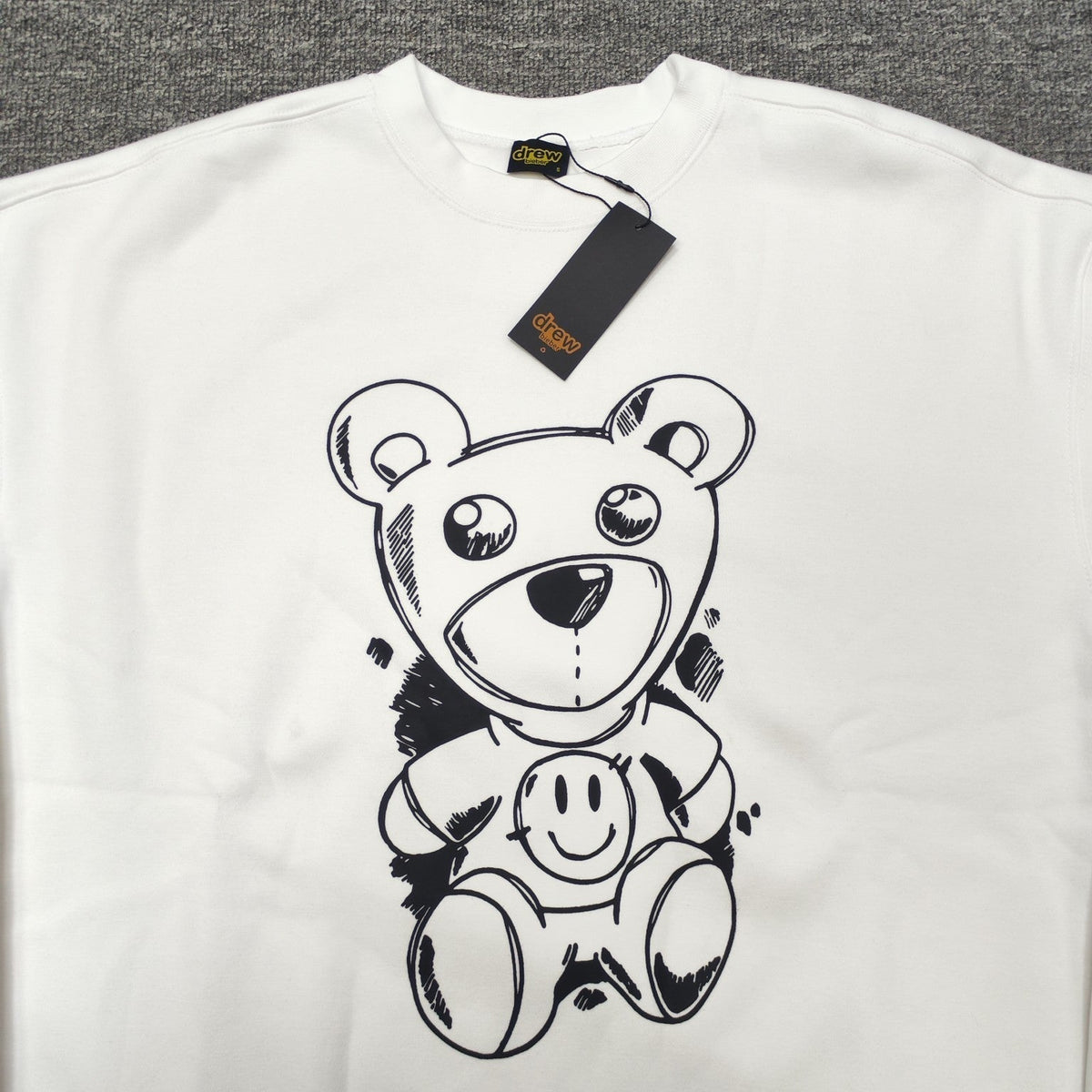 Drew House Sweatshirts Unisex Cartoon Bear Pattern Crew Neck Sweatshirts