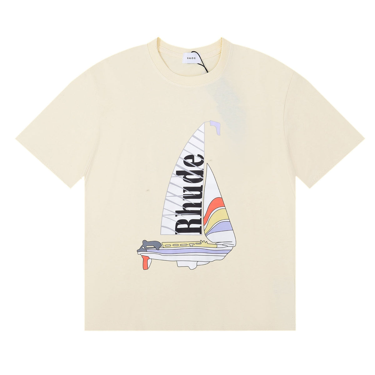 Rhude T-shirt Alphabet Coconut Racing Pattern Short Sleeve T-shirt