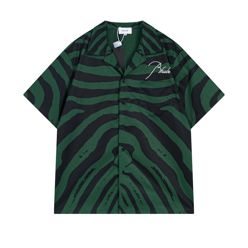 Rhude T-shirt Zebra Letter Embroidery Casual Short Sleeve Shirt, Shorts