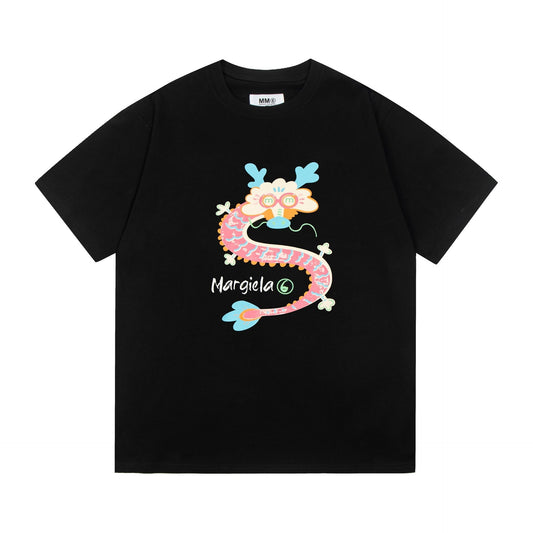 Maison Margiela T-shirt Dragon Print Crew Neck Loose Short Sleeve T-shirt