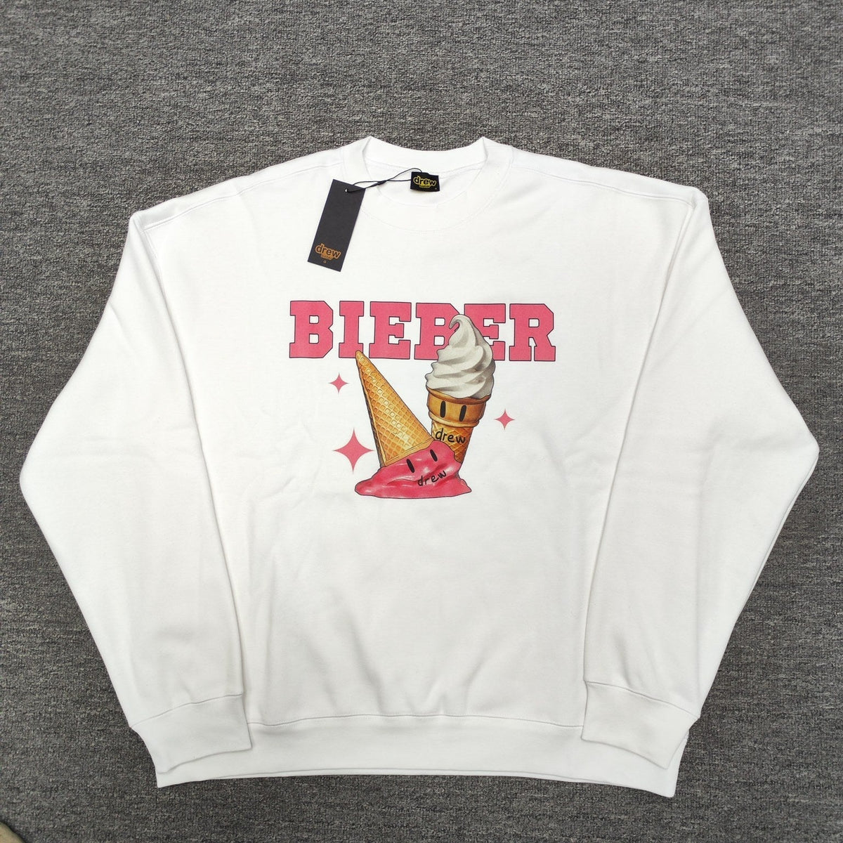 Drew House Sweatshirts Unisex Ice Cream Pattern Fleece Crew Neck Sweater