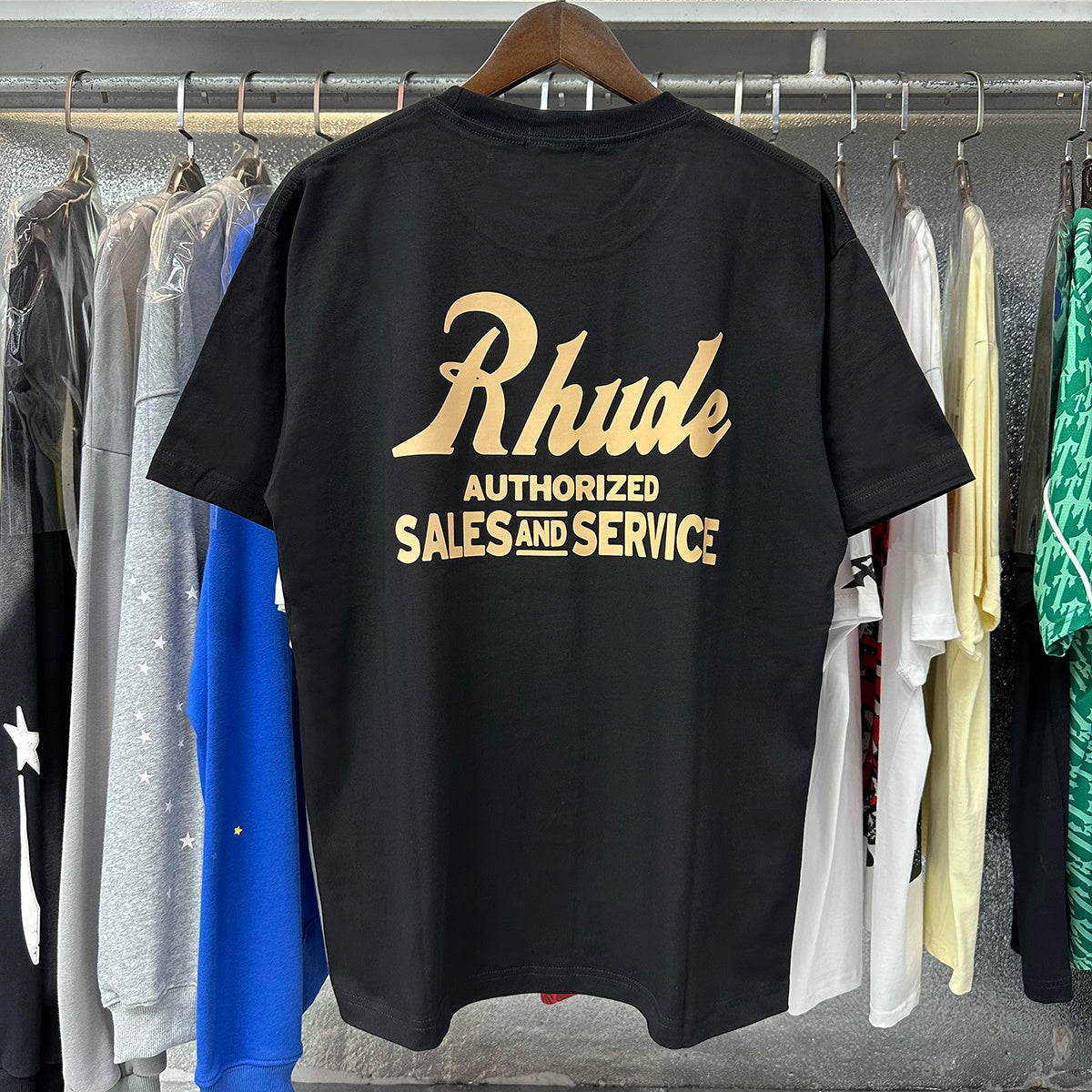 Rhude T-shirts Letter Printed Cotton Casual Short Sleeve Men and Women