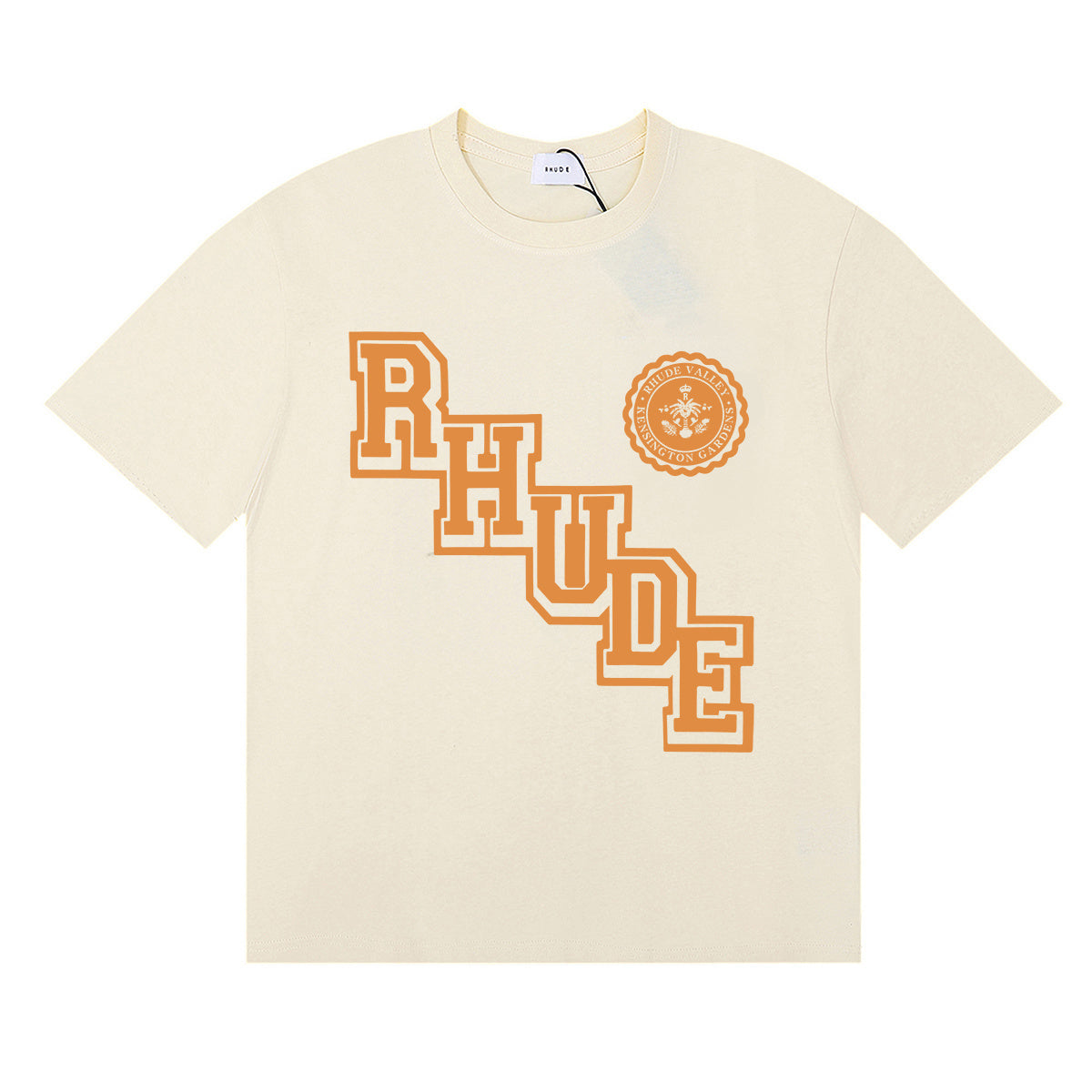 Rhude T-shirts Collegiate Cotton Casual Short Sleeve Men and Women